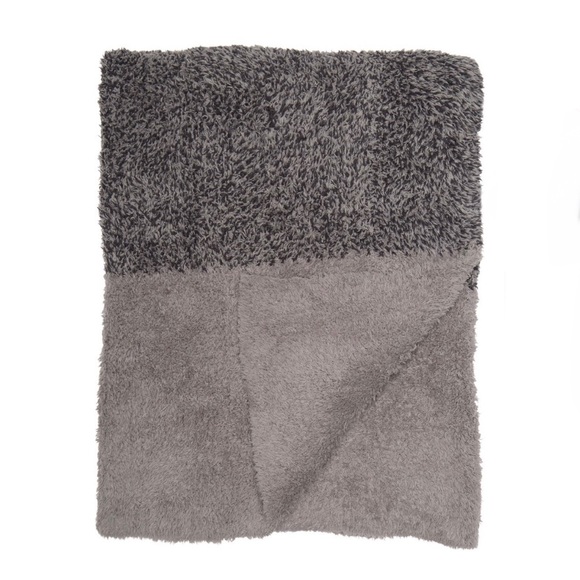 NWT BarefootDreams cozychic heathered stripe throw-warm gray/carbon - Picture 1 of 5